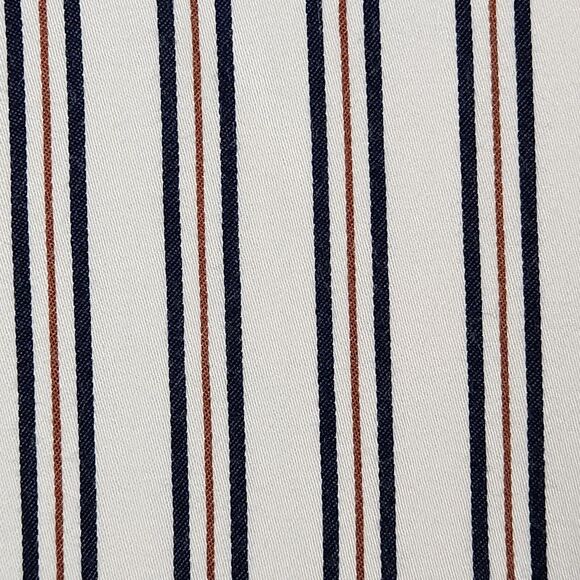 SOMETHING NAVY Ivory Blue Striped Wide Cuff Collared Button Up Top SIZE SMALL - Picture 4 of 10